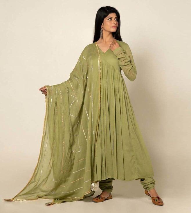 omaana jaipure harit taani kurta with  pants & dupatta