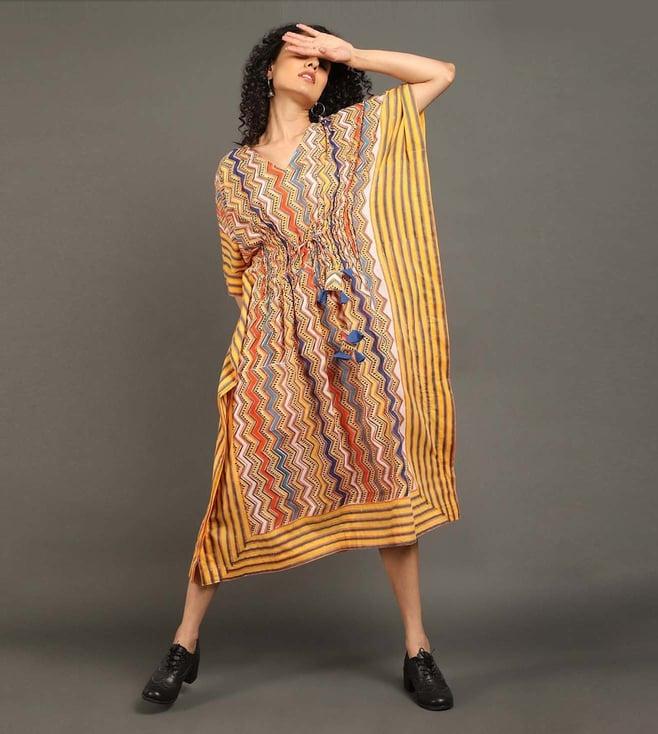 omaana jaipure multicoloured rangeeli kaftan dress