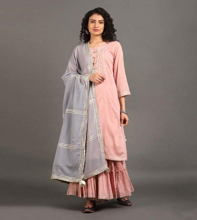 omaana jaipure old rose pink gulabi mahak kurta with sharara & dupatta