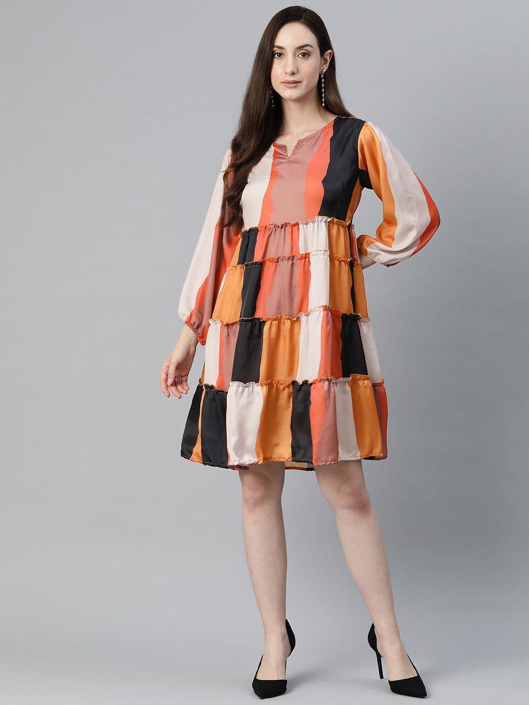 omask colourblocked tiered modal a-line dress