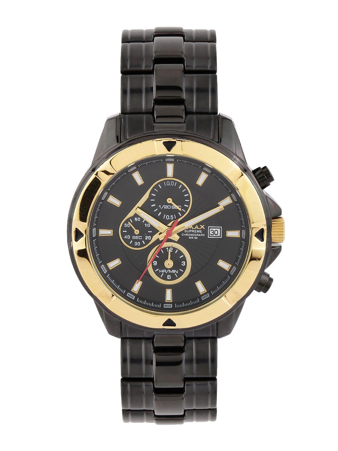 omax men black chronograph dial watch cs162