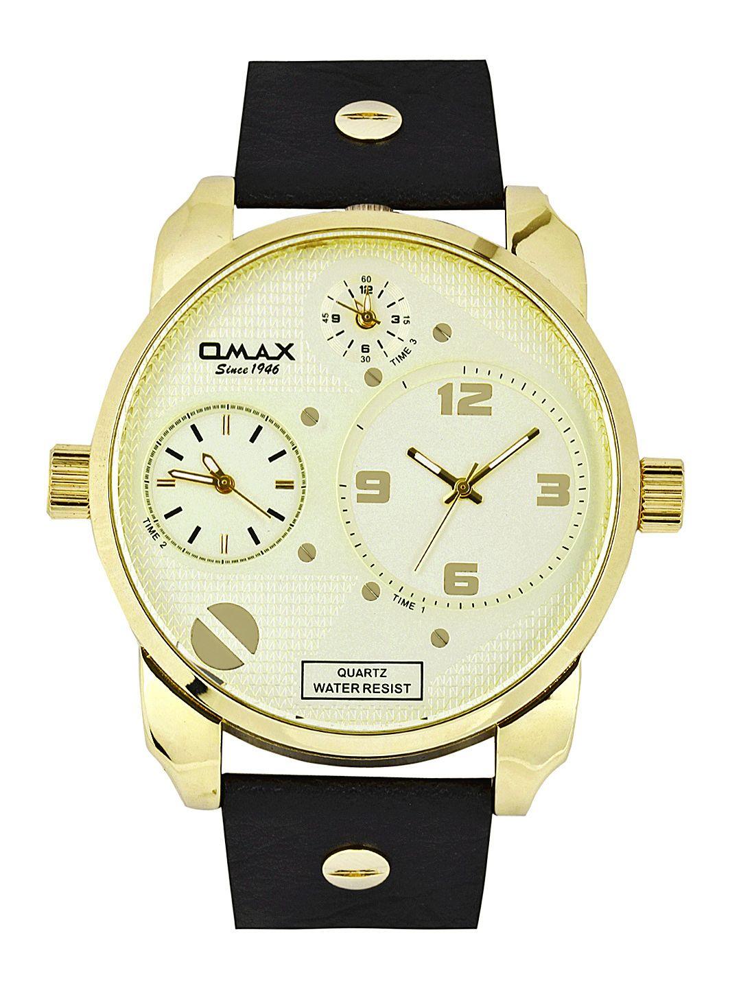 omax men gold toned dial watch