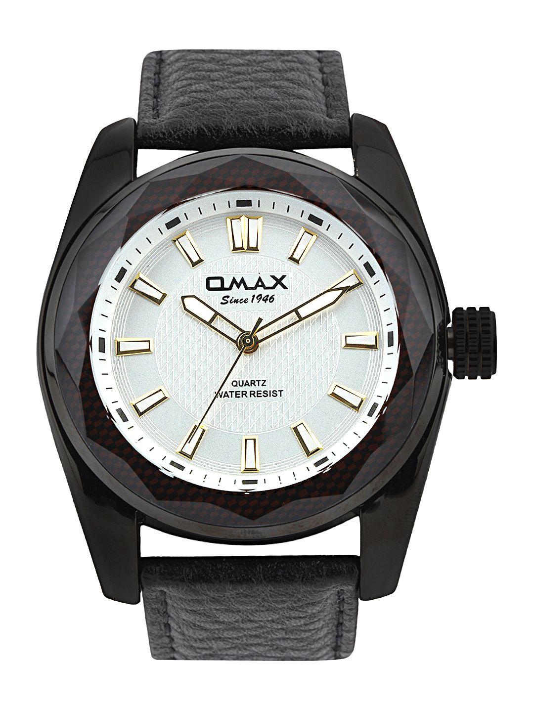 omax men silver toned dial watch