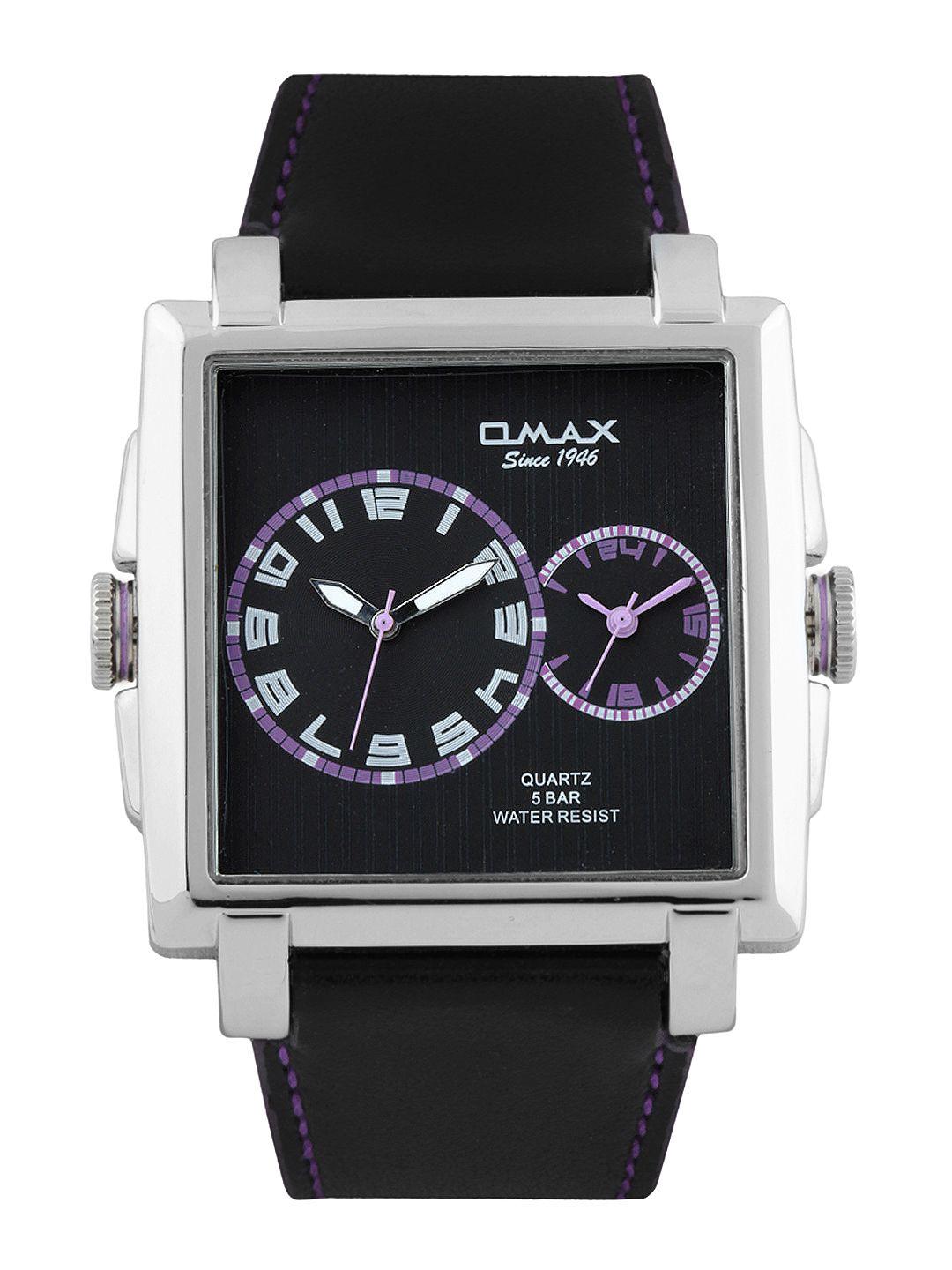 omax men black dial watch