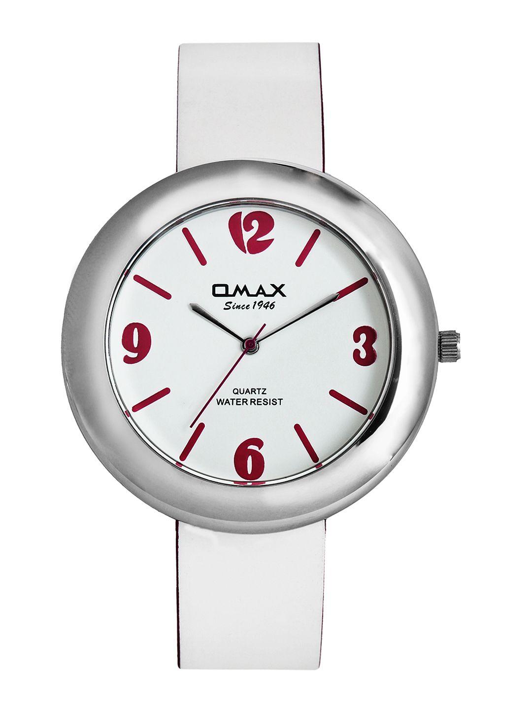 omax unisex white dial watch