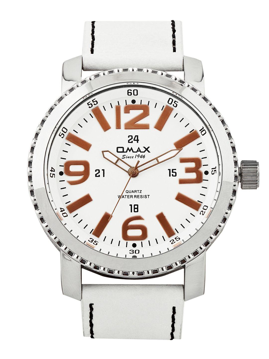 omax unisex white dial watch