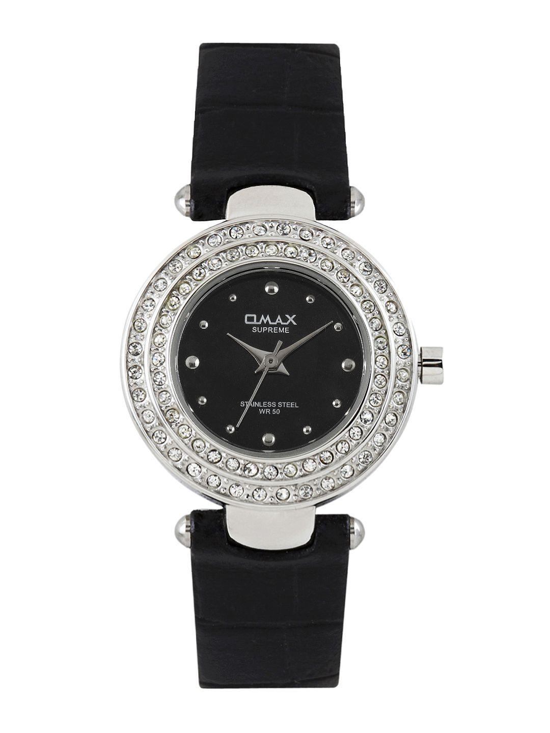 omax women black dial watch ls132