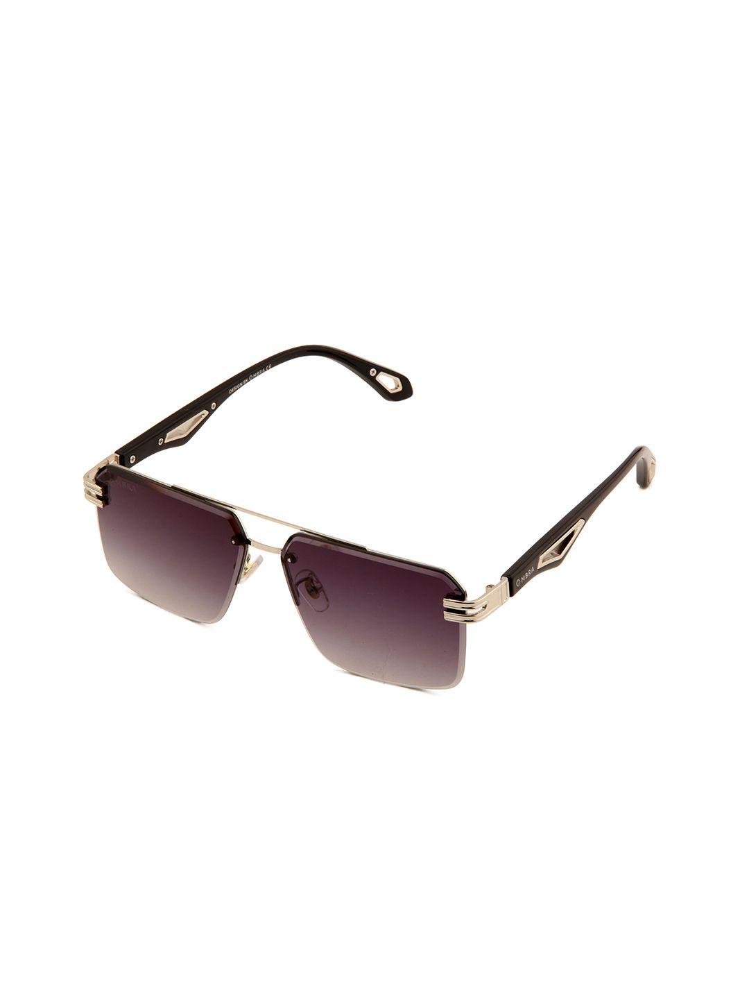 ombra men black lens & gold-toned square sunglasses with polarised and uv protected lens