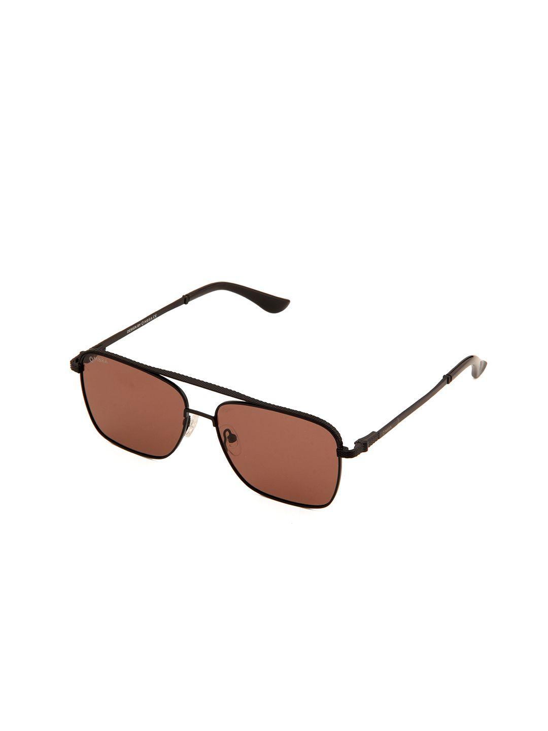 ombra men brown lens & black rectangle sunglasses with polarised and uv protected lens