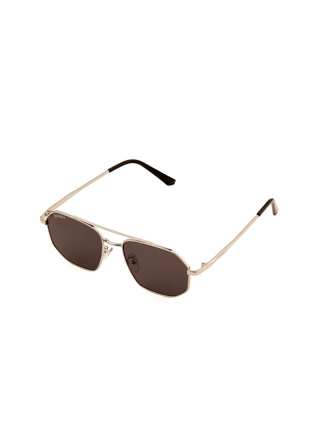 ombra men green lens & silver-toned square sunglasses with polarised and uv protected lens