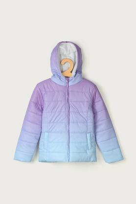 ombre polyester hood girls jacket - multi