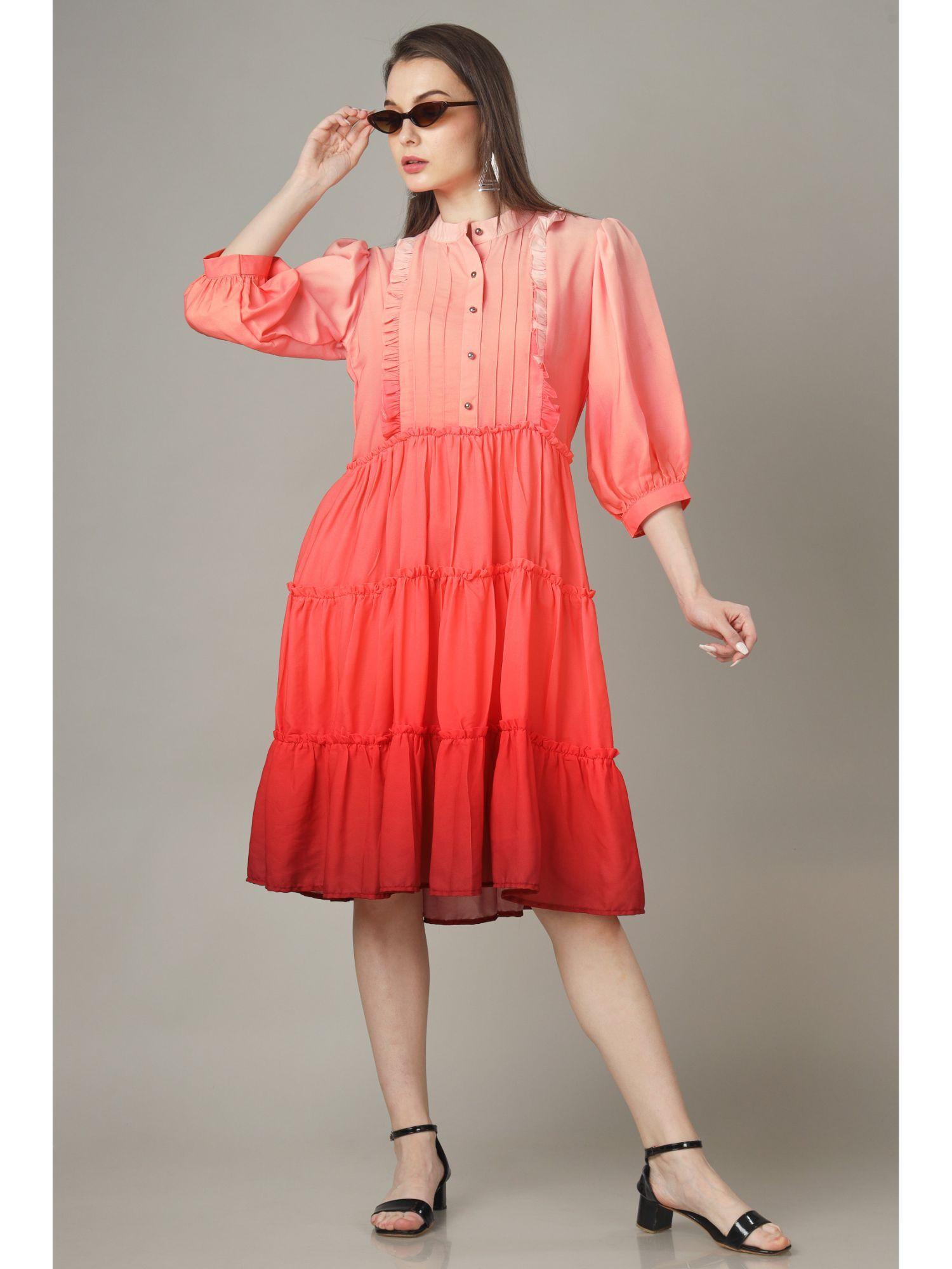 ombre a-line tiered shirt dress