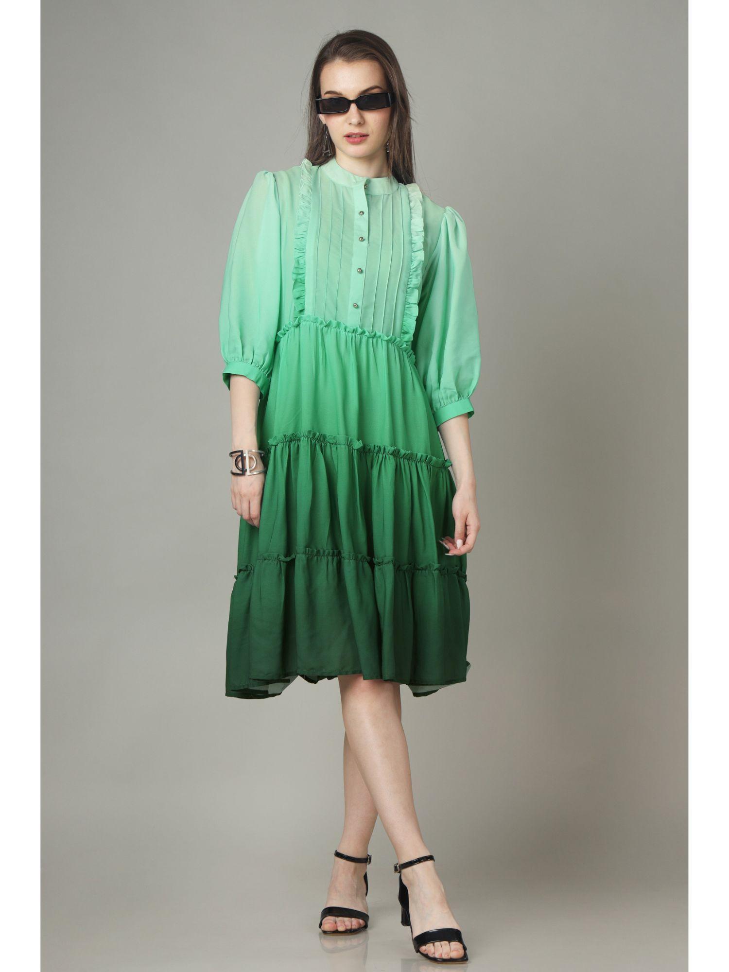 ombre a-line tiered shirt dress