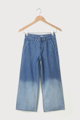 ombre denim straight fit girls jeans - mid stone