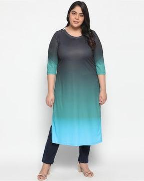 ombre-dye print straight kurta