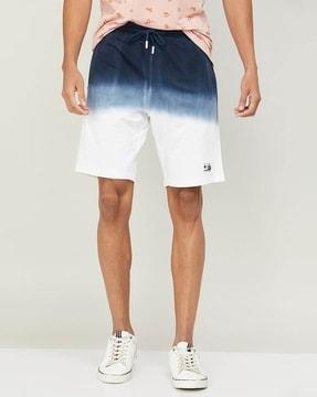 ombre-dyed shorts with drawstring waist