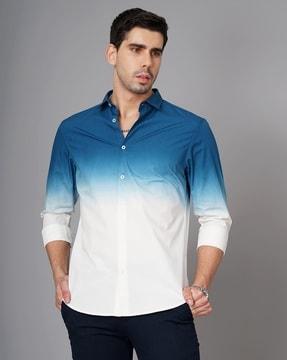 ombre-dyed slim fit shirt