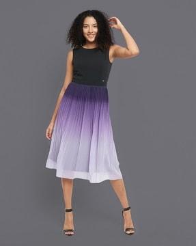 ombre-dyed accordian pleat dress