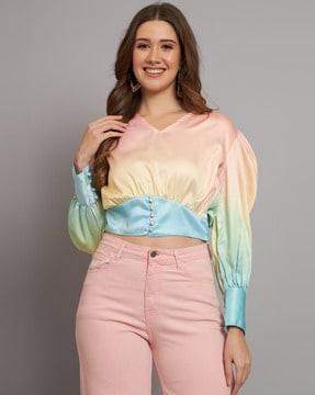ombre-dyed blousons top