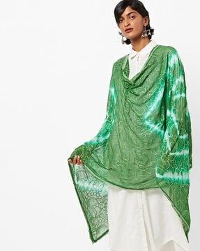 ombre-dyed chiffon dupatta with embroidery