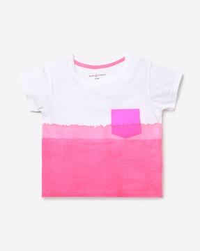 ombre-dyed crew-neck t-shirt with patch pocket