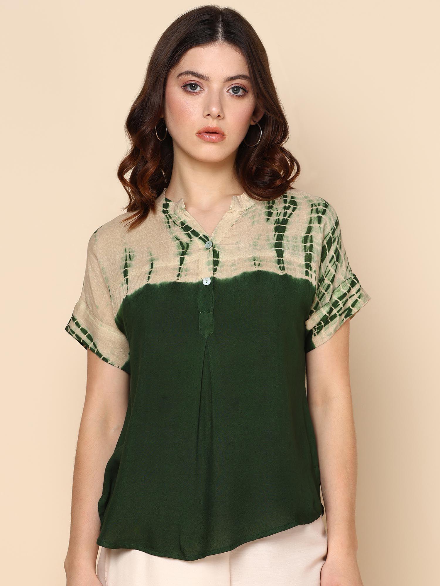 ombre dyed green rayon regular top