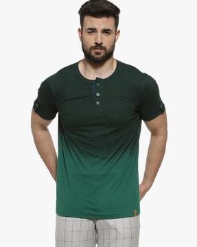 ombre-dyed henley t-shirt