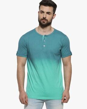 ombre-dyed henley t-shirt