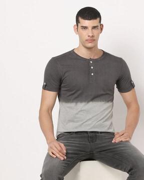 ombre-dyed henley t-shirt