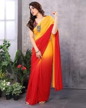 ombre-dyed pre-stitched saree