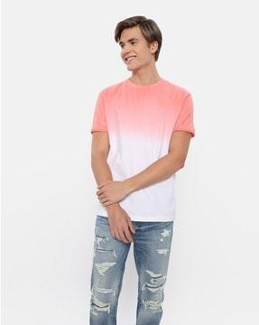 ombre-dyed regular fit crew-neck t-shirt