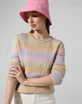 ombre-dyed round-neck pullover