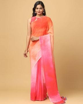 ombre-dyed saree with contrast border