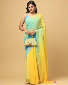 ombre-dyed saree with contrast border