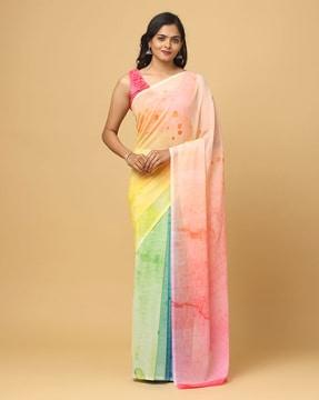 ombre-dyed saree with contrast border