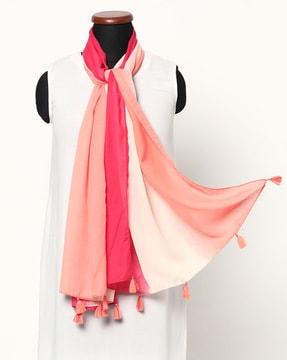 ombre-dyed scarf with tassels