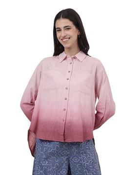 ombre-dyed shirt with patch pockets