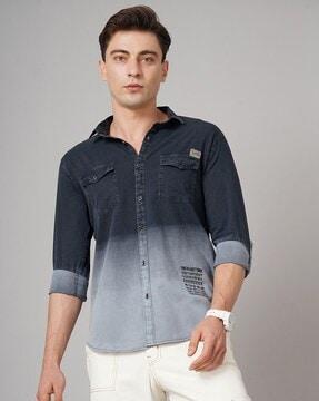 ombre-dyed slim fit shirt