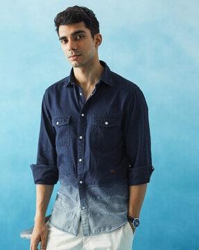 ombre-dyed slim fit shirt