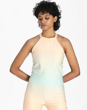 ombre-dyed top with criss-cross back