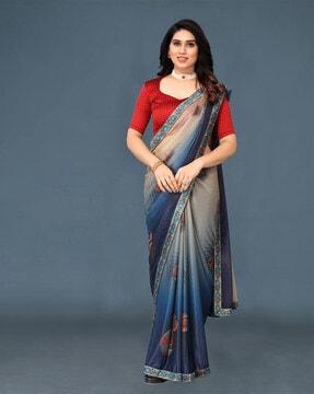 ombre effect saree with blouse piece