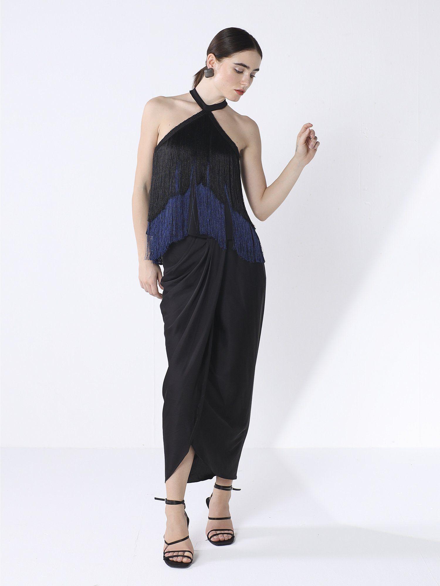 ombre fringe black skirt (set of 2)