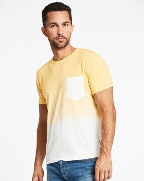 ombre print t-shirt with 1 patch pocket