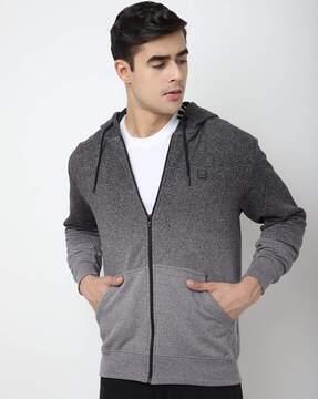 ombre-print zip-front hoodie