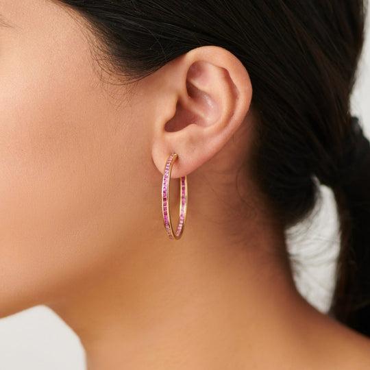 ombre ruby oversized hoops