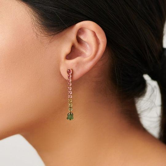 ombre tourmaline flower earrings