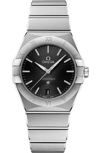 omega constellation black dial quartz watch with steel bracelet for women - 131.10.36.60.01.001