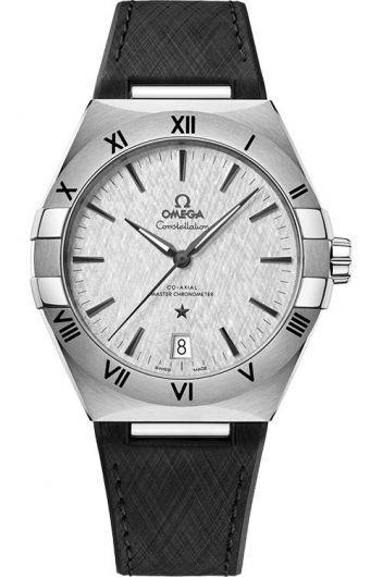 omega constellation grey dial automatic watch with rubber strap for men - 131.12.41.21.06.001