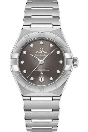 omega constellation grey dial automatic watch with steel bracelet for women - 131.10.29.20.56.001