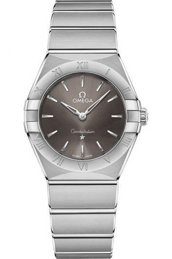 omega constellation grey dial quartz watch with steel bracelet for women - 131.10.28.60.06.001